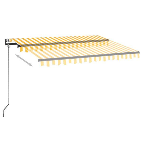 vidaXL Sis&auml;&auml;nkelattava markiisi LED/tuulisensori 350x250cm keltavalk.