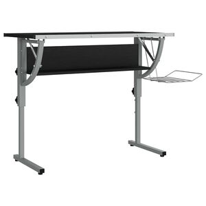 vidaXL Askartelup&ouml;yt&auml; mustaharmaa 110x53x(58-87) cm tekninen puu/ter&auml;s