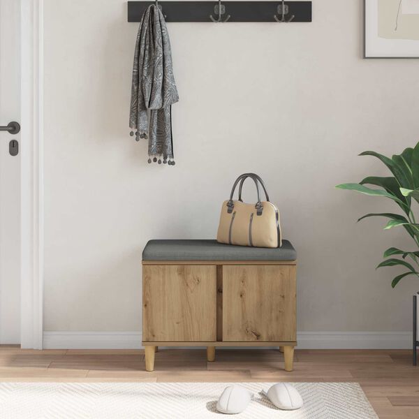 vidaXL Halli penkki tyynyll&auml; ovella Artisan tammi 60 x 38 x 46 cm