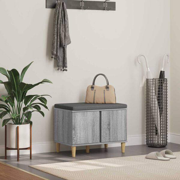 vidaXL Halli penkki tyynyll&auml; ovella Harmaa Sonoma 60 x 38 x 46 cm