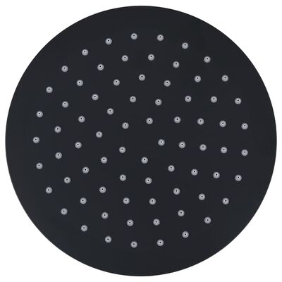 vidaXL Sade suihkupää ruostumaton teräs 20 cm pyöreä musta