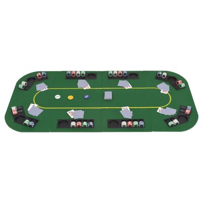 vidaXL Taitettava pokeripöytälevy 8 pelaajalle suorakaide vihreä