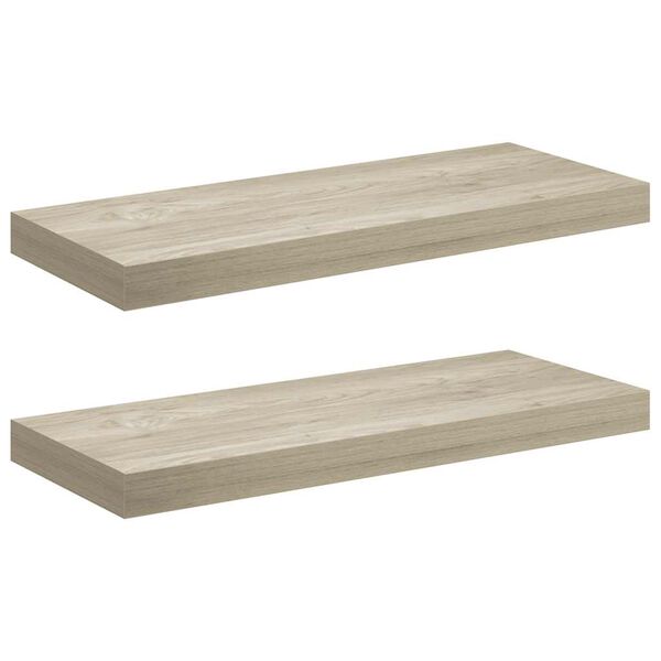 vidaXL Kelluvat sein&auml;hyllyt 2 kpl tammi 60x23,5x3,8 cm MDF
