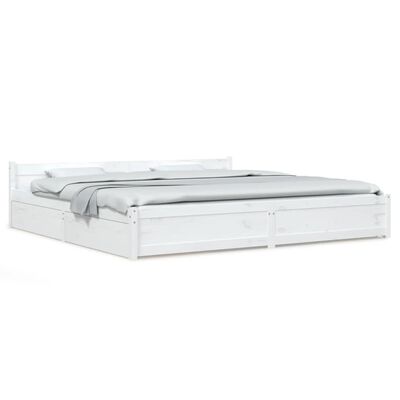 vidaXL Sängynrunko laatikoilla valkoinen 180x200 cm Super King