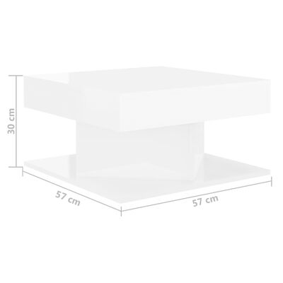 vidaXL Sohvapöytä korkeakiilto valkoinen 57x57x30 cm lastulevy