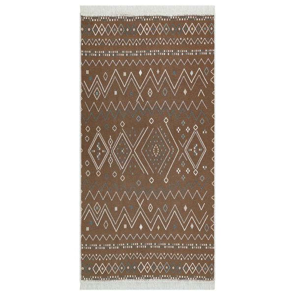 vidaXL Matto beige ja sininen 100x200 cm puuvilla