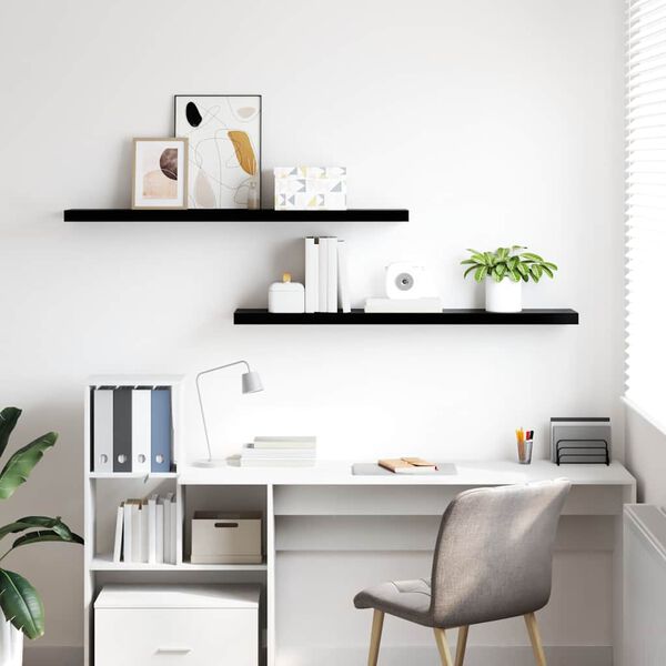 vidaXL Kelluvat sein&auml;hyllyt 2kpl korkeakiilto musta 120x23,5x3,8cm MDF