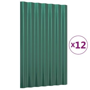 vidaXL Kattopaneelit 12 kpl galvanoitu ter&auml;s vihre&auml; 60x36 cm
