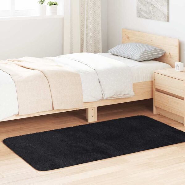 vidaXL P&ouml;rr&ouml;matto korkeanukkainen NAVARRA musta 80x150 cm polyesteri