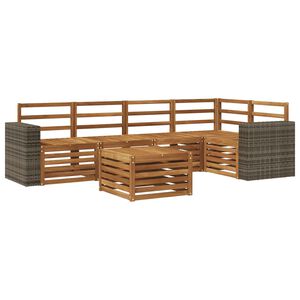 vidaXL Kulmasohvasetti 6 pcs Luonnollinen Tihe&auml; akasiapuu