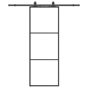 vidaXL Liukuovi asennustarvikkeilla musta 76x205 cm ESG lasi