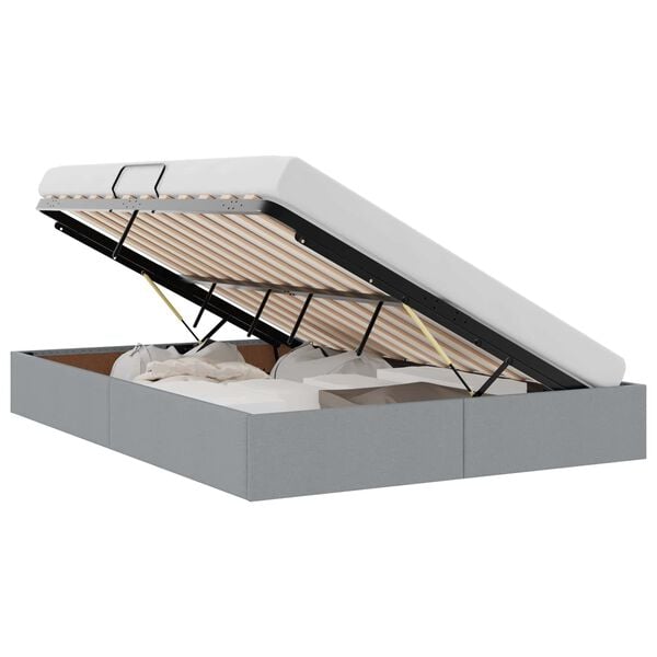 vidaXL S&auml;ilytyss&auml;nky patjan kanssa Vaaleanharmaa 4FT6 Double kangas