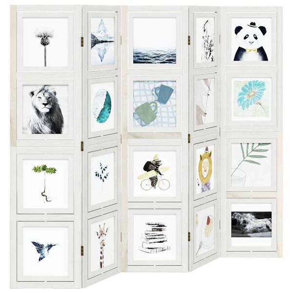 vidaXL 5-Paneelinen tilanjakaja valkoinen täysi keisaripuu