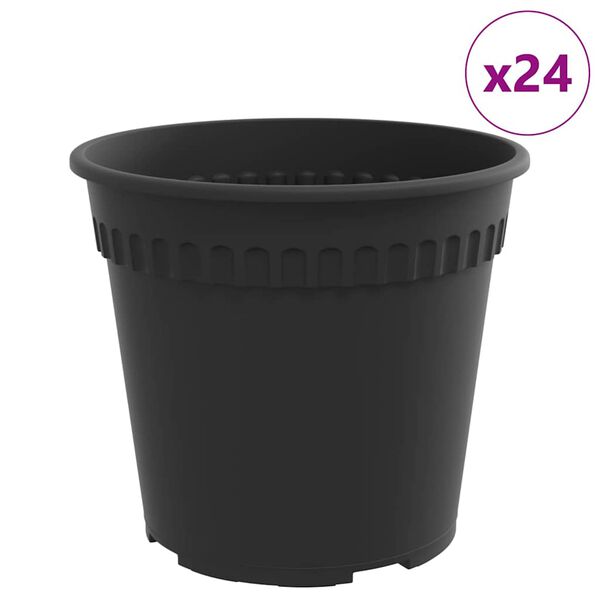 vidaXL Py&ouml;re&auml; kukkaruukku 24 pcs Musta &Oslash; 17 x 14 cm Muovi