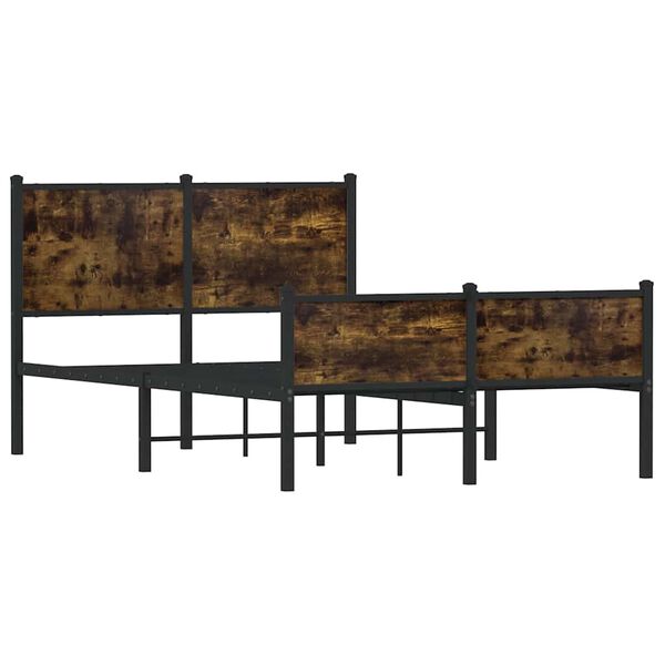 vidaXL Metallinen sängynrunko ilman patjaa savutammi 120x190 cm