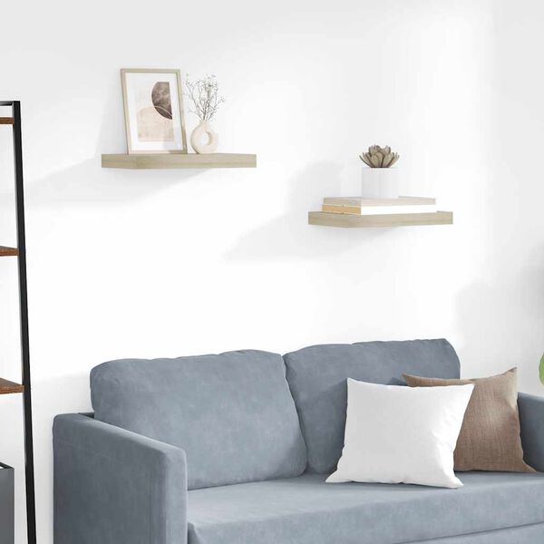 vidaXL Kelluvat sein&auml;hyllyt 2 kpl tammi 40x23x3,8 cm MDF