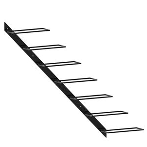 vidaXL Sein&auml;kiinnitteinen viinipulloteline 7 pullolle musta metalli