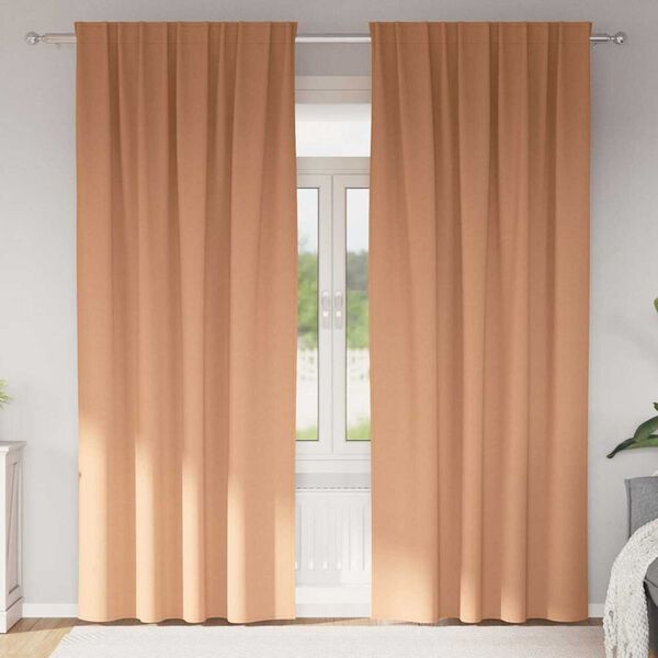 vidaXL Pimentävä verho renkailla 2 pcs Vaaleanruskea 225 x 140 cm