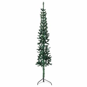 vidaXL Kapea puolikas tekojoulukuusi jalustalla vihre&auml; 120 cm