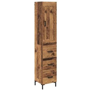 vidaXL Korkea kaappi Vanha Puu 34,5 x 34 x 180 cm Tekninen puu