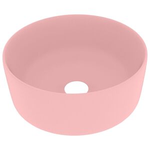 vidaXL Ylellinen pesuallas py&ouml;re&auml; matta pinkki 40x15 cm keraamiikka