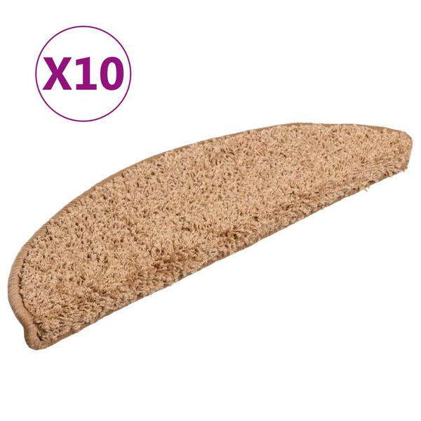 vidaXL Porrasmatot 10 kpl 56x17x3 cm Beige puolipyöreä