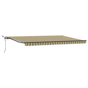 vidaXL Vedett&auml;v&auml; markiisi Vihre&auml; ja keltainen 500 &times; 300 cm Polyesteri