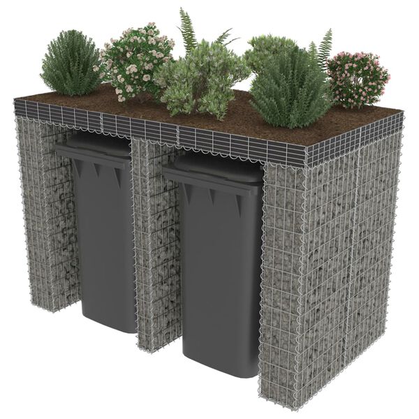 vidaXL Gabionsein&auml; roska-astioille galvanoitu ter&auml;s 190x100x130 cm