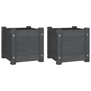 vidaXL Puutarhan kukkalaatikot 2 kpl harmaa 31x31x31 cm t&auml;ysi m&auml;nty