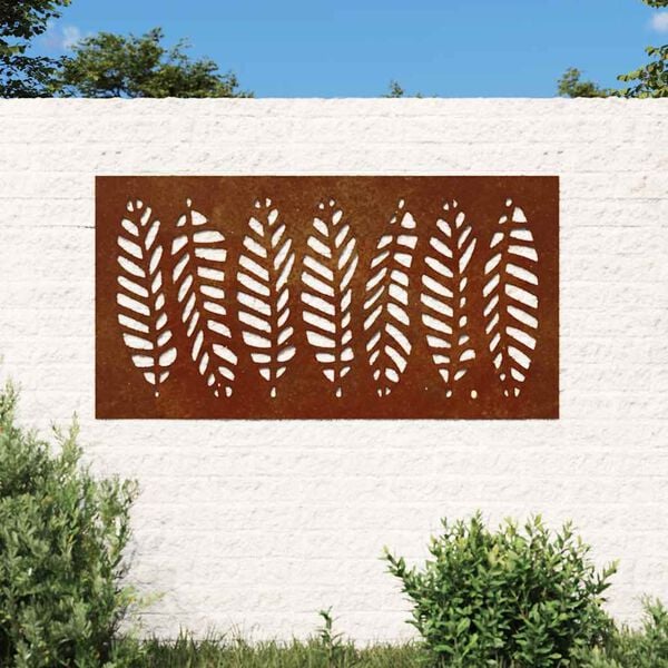 vidaXL Puutarhasein&auml;koriste 105x55 cm corten ter&auml;s lehtikuvio