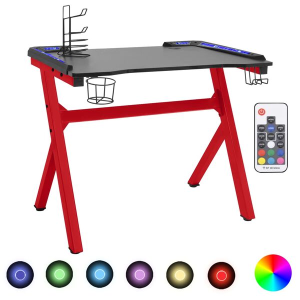 vidaXL Pelip&ouml;yt&auml; LED-valot ja Y-muoto musta ja punainen 110x60x75 cm