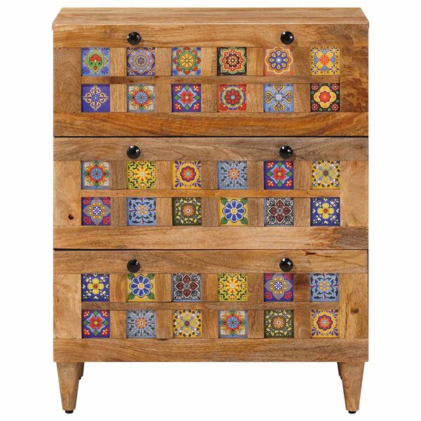 vidaXL Sivup&ouml;yt&auml; Luonnollinen 60 x 33 x 75 cm Kiinte&auml; mango puu