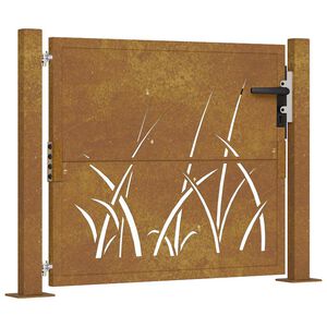 vidaXL Puutarhaportti 100x75 cm Corten-ter&auml;s Ruohokuvio