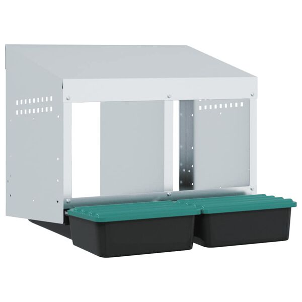 vidaXL Kananpes&auml;laatikko 2 lokeroa Sein&auml;kiinnitys Sinkitty Ter&auml;s