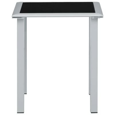 vidaXL Puutarhapöytä musta ja hopea 41x41x45 cm teräs ja lasi