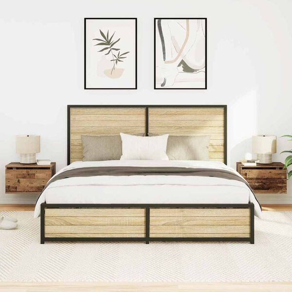 vidaXL Sein&auml;lle kiinnitett&auml;v&auml; y&ouml;p&ouml;yt&auml;kaappi 2 pcs Vanha puu