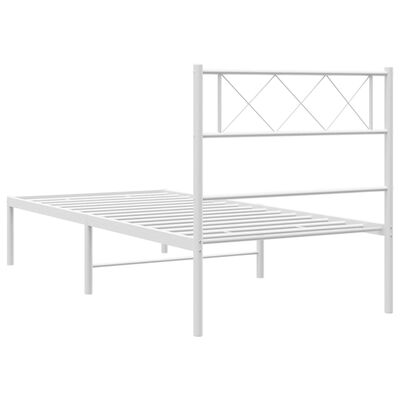 vidaXL Metallinen sängynrunko päädyllä valkoinen 100x190 cm