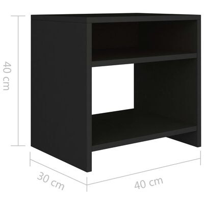 vidaXL Yöpöytä musta 40x30x40 cm lastulevy
