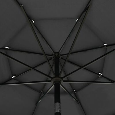 vidaXL 3-tasoinen aurinkovarjo alumiinitanko antrasiitti 3,5 m