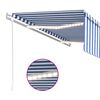 vidaXL Automaattimarkiisi verho/LED/tuulisensori 5x3 m sinivalkoinen