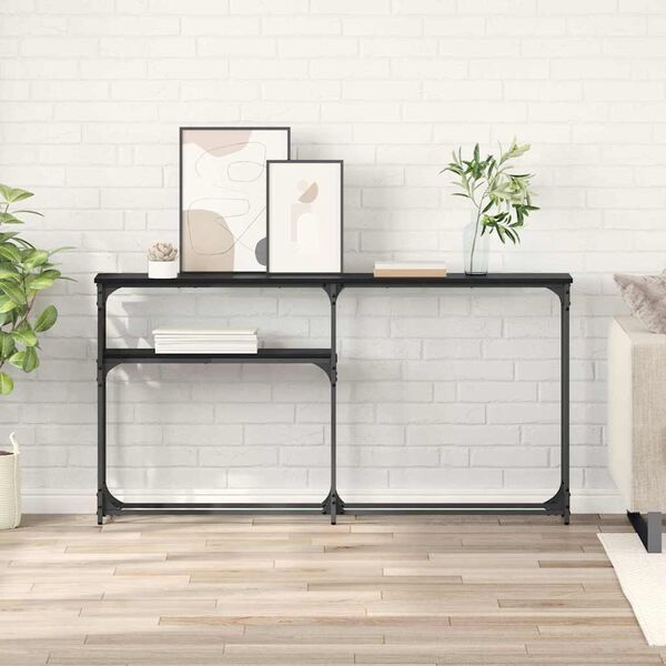 vidaXL Konsolip&ouml;yt&auml; Musta tammi. 146 x 22.5 x 75 cm Tekninen puu