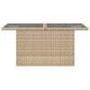vidaXL Puutarhapöytä lasipöytälevy beige 100x55x73 cm polyrottinki