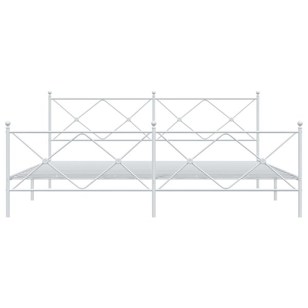 vidaXL Metallinen sängynrunko päädyillä valkoinen 193x203 cm