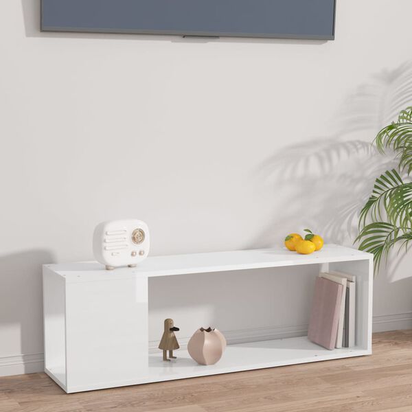vidaXL TV-taso korkeakiilto valkoinen 100x24x32 cm tekninen puu