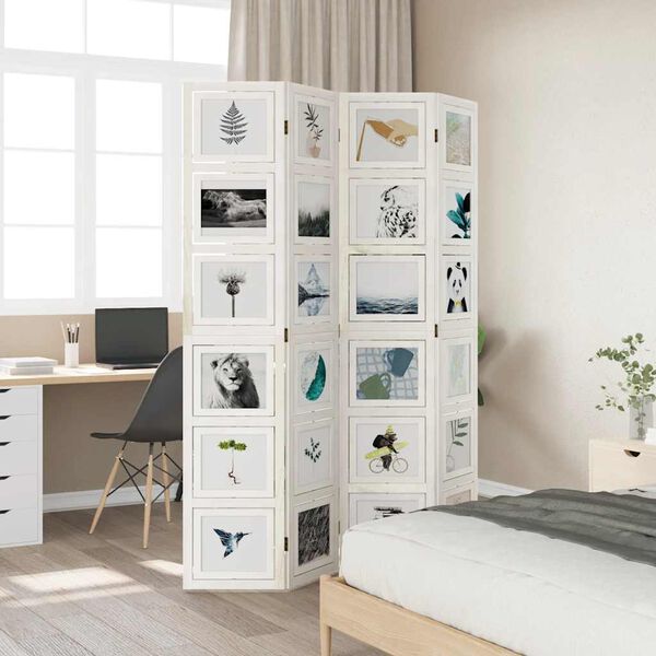 vidaXL 4-Paneelinen tilanjakaja valkoinen t&auml;ysi keisaripuu