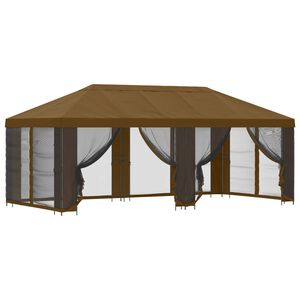 vidaXL Paviljonki sivuseinill&auml; 6 x 3 m Taupe Polyesteri ja ter&auml;s 190