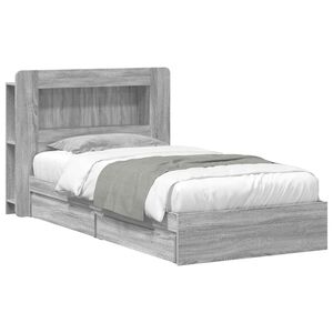 vidaXL S&auml;nkykehys varastolla p&auml;&auml;tyll&auml; Harmaa Sonoma 2FT6 Small Single