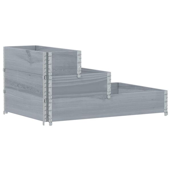 vidaXL 3-tasoinen Korotettu kukkalaatikko harmaa 120x80 cm t&auml;ysi m&auml;nty