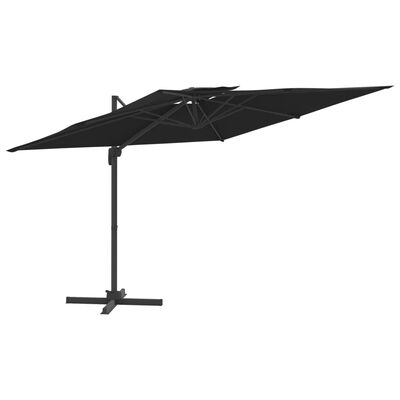 vidaXL Riippuva kaksois-aurinkovarjo musta 400x300 cm
