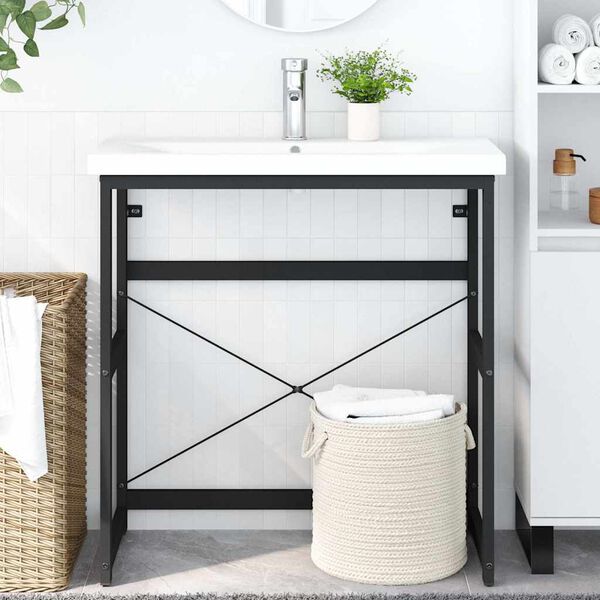 vidaXL Kylpyhuoneen pesualtaan kehys musta 79x38x83 cm rauta